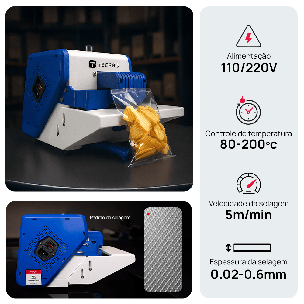 Seladora Portátil Pratic Seal TC 20 Bivolt - Tecfag